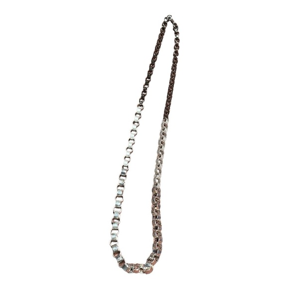 LOFT Jewelry - Ann Taylor Loft Stainless Steel 38.5" Circle Link Necklace Women's Black/Silver